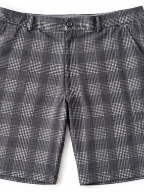 Pebble Beach Black Plaid Flat Front Men's Shorts